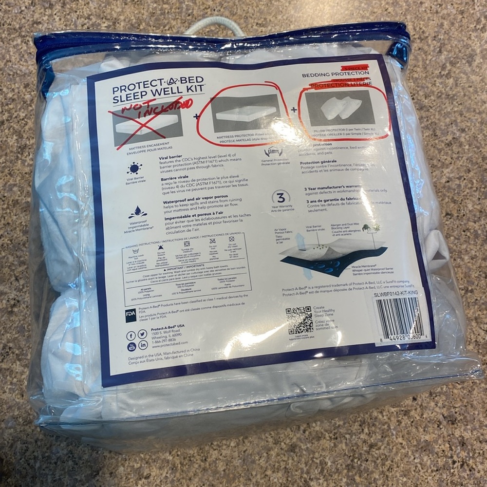 Protect A Bed Sleep Well King 2 Pillow Protectors Mattress Protector-PARTIAL KIT - Picture 5 of 17